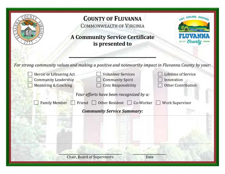 photo of Community Service Certificate
